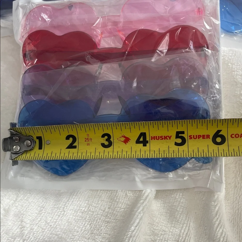Set of 12 Heart-Shaped Sunglasses red blue purple pink rimless nwt